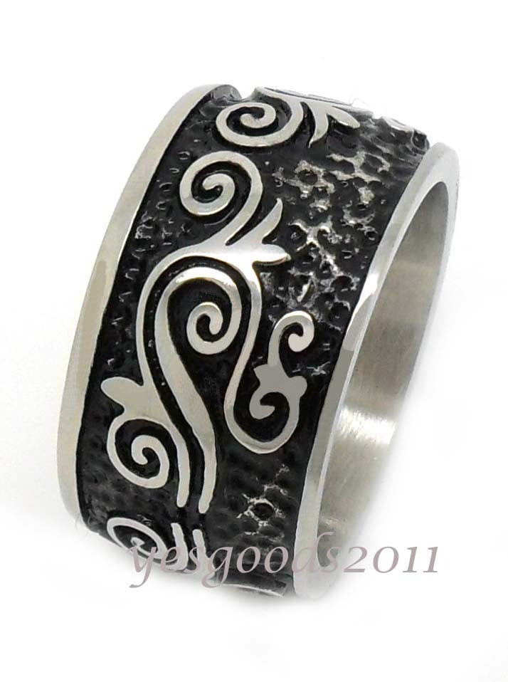 USA Seller 13MM Vintage Silver Stainless Steel Biker Ring Size 8-13 SR74