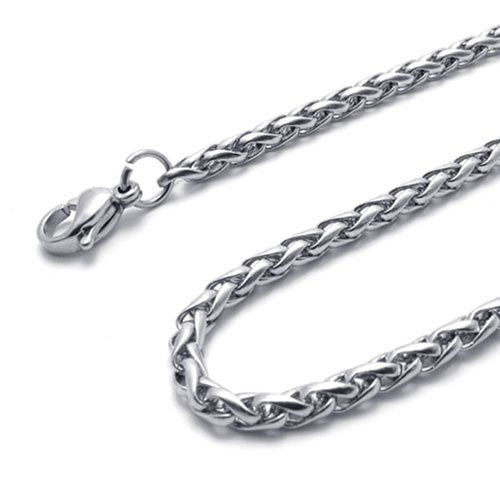 4mm 16"-40" Silver Stainless Steel Wheat Braided Necklace Chain Sb84 USA Seller