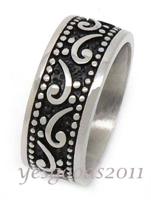 USA Seller 10MM Vintage Silver Stainless Steel Biker Ring Size 8-13 SR71