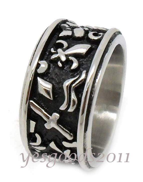 USA Seller 12MM Vintage Silver Stainless Steel Biker Ring Size 8-13 SR76