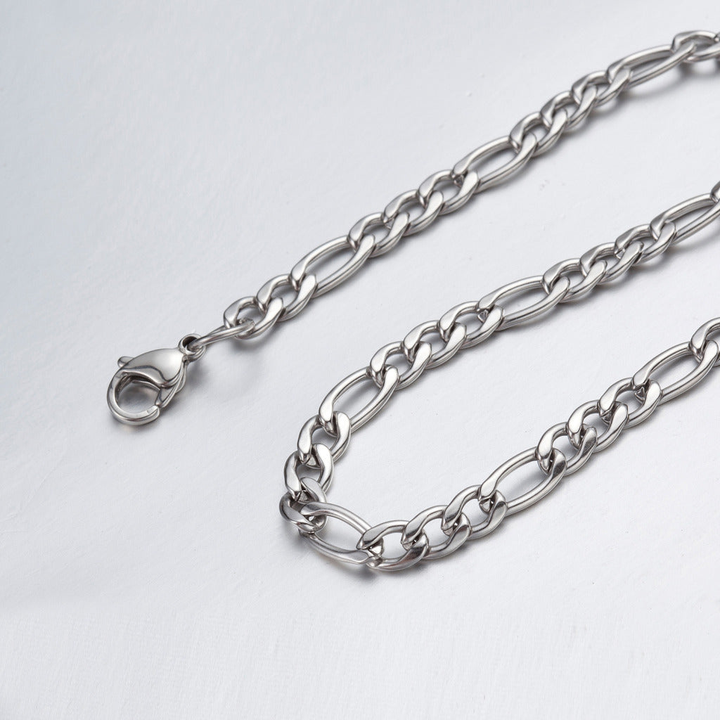 9.5mm 16"-40" Silver Stainless Steel Figaro Necklace Chain Sb48 US Seller