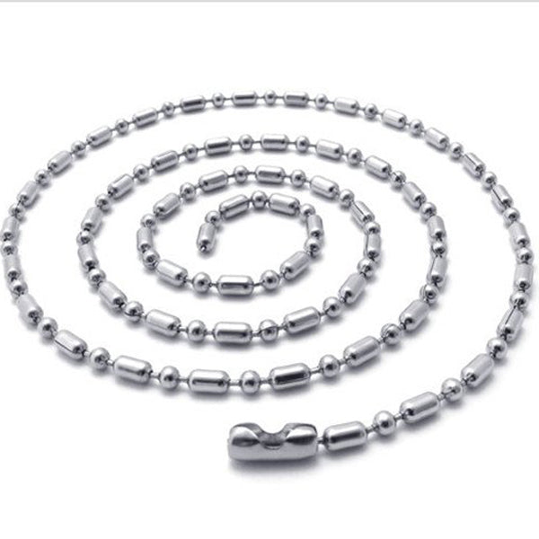 1.5 mm 10"-100" Silver Stainless Steel Ball & Oval Bead Necklace Chain Sb73