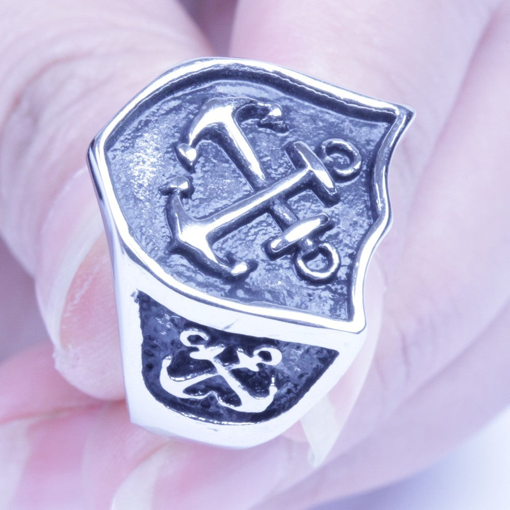 Silver Stainless Steel Celtic Medieval Cross and Shield Ring Size 8-13 SR145