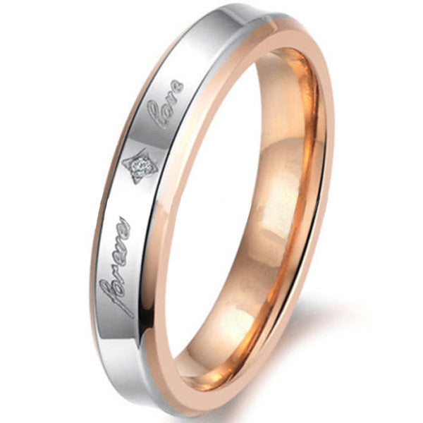 Stainless Steel "Forever Love" Comfort Fit Wedding Bands Promise Ring HS21