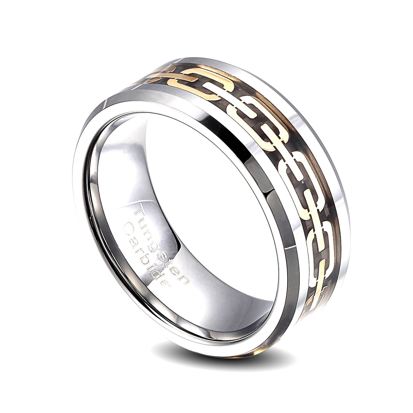 Tungsten Carbide 8mm Chain Link wedding Band Ring Size 8-14