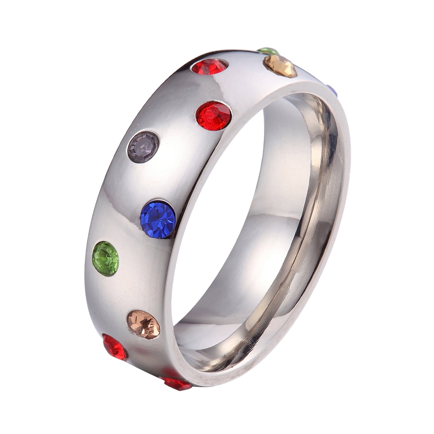 US Seller- LGBT Gay Pride Couple Wedding Rainbow 6MM Stainless Steel Rings HS25