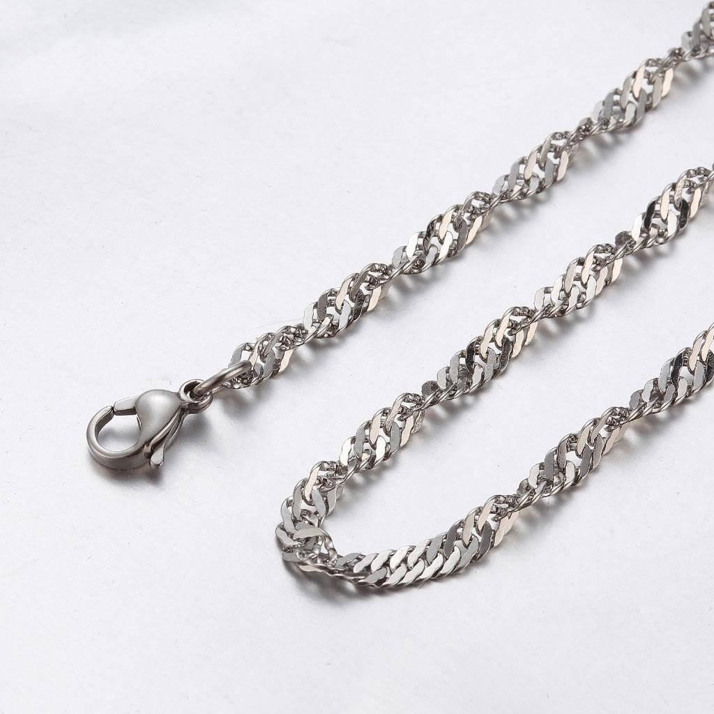 1.9 mm 10"-100" Silver Stainless Steel Twisted Singapore Necklace Chain Sb63