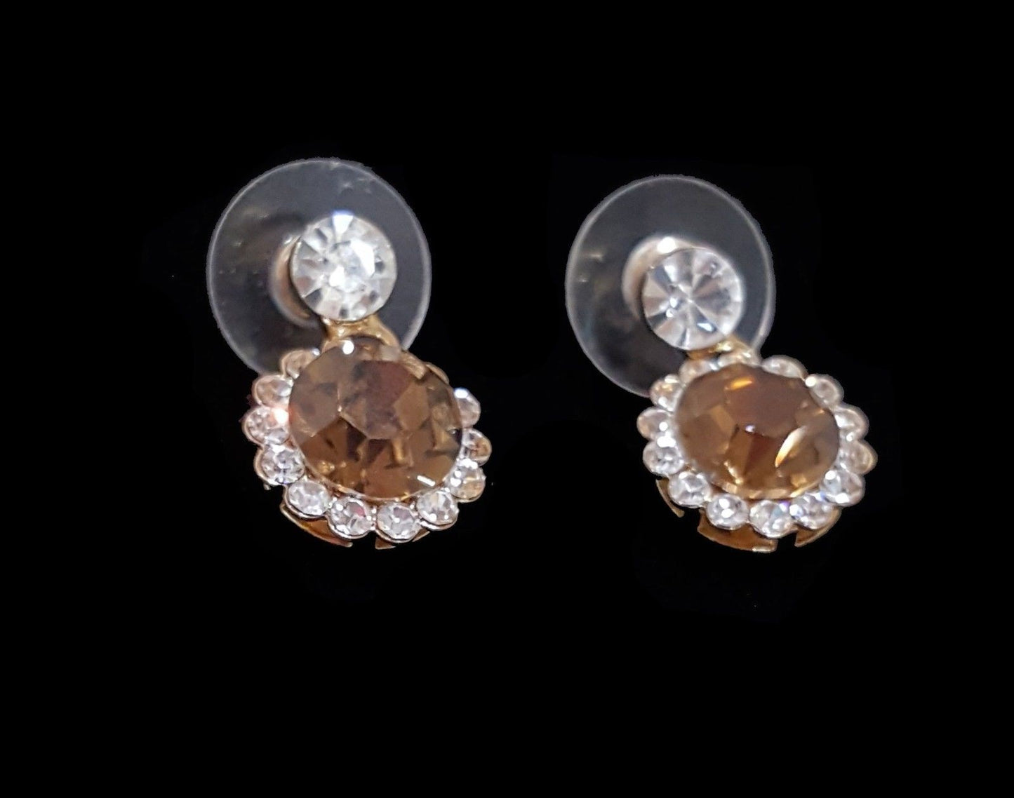 Amber Circles Swarovski Element Crystal Pendant Gold Necklace With Earring NES42