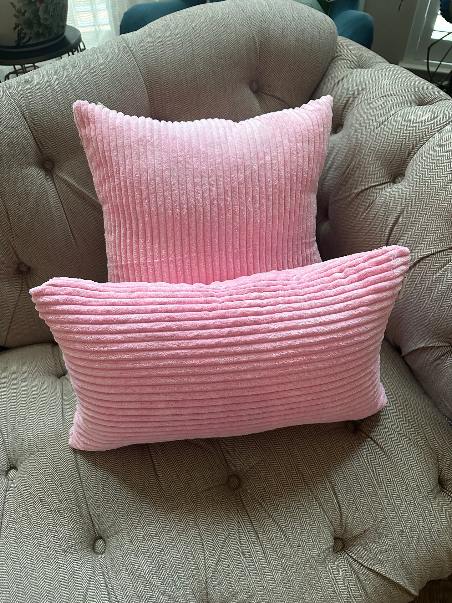 Set of 2 Stripe Throw Pillows (With Inserts) 7 colors 3 sizes options size 18"x18", 20"x20" and 12"x20"