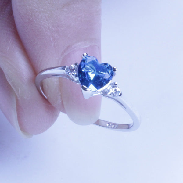 Sterling Silver Heart Love CZ Rings Rhodium Finish Bands Solid 925 Italy Sy80