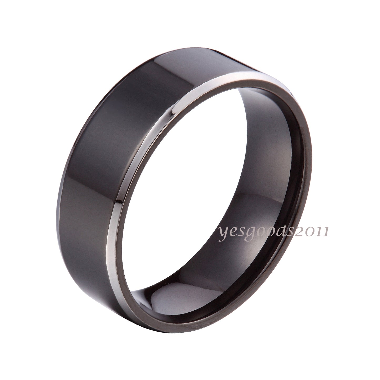 6mm 8mm Black Stainless Steel Plain Comfort Fit Wedding Band Ring Size 5-15 HS13