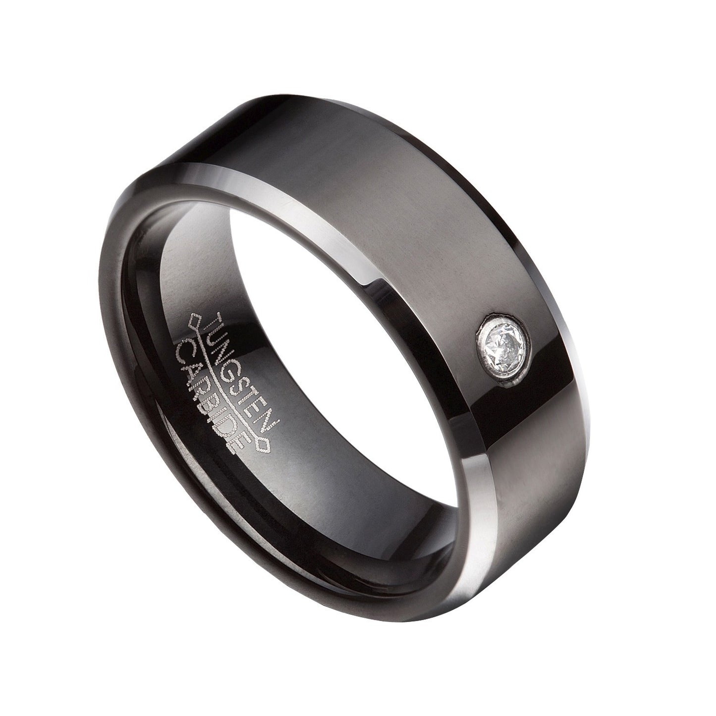 Black Tungsten Carbide 8mm Smooth wedding Band Ring Size 8-13 Half Size TG42