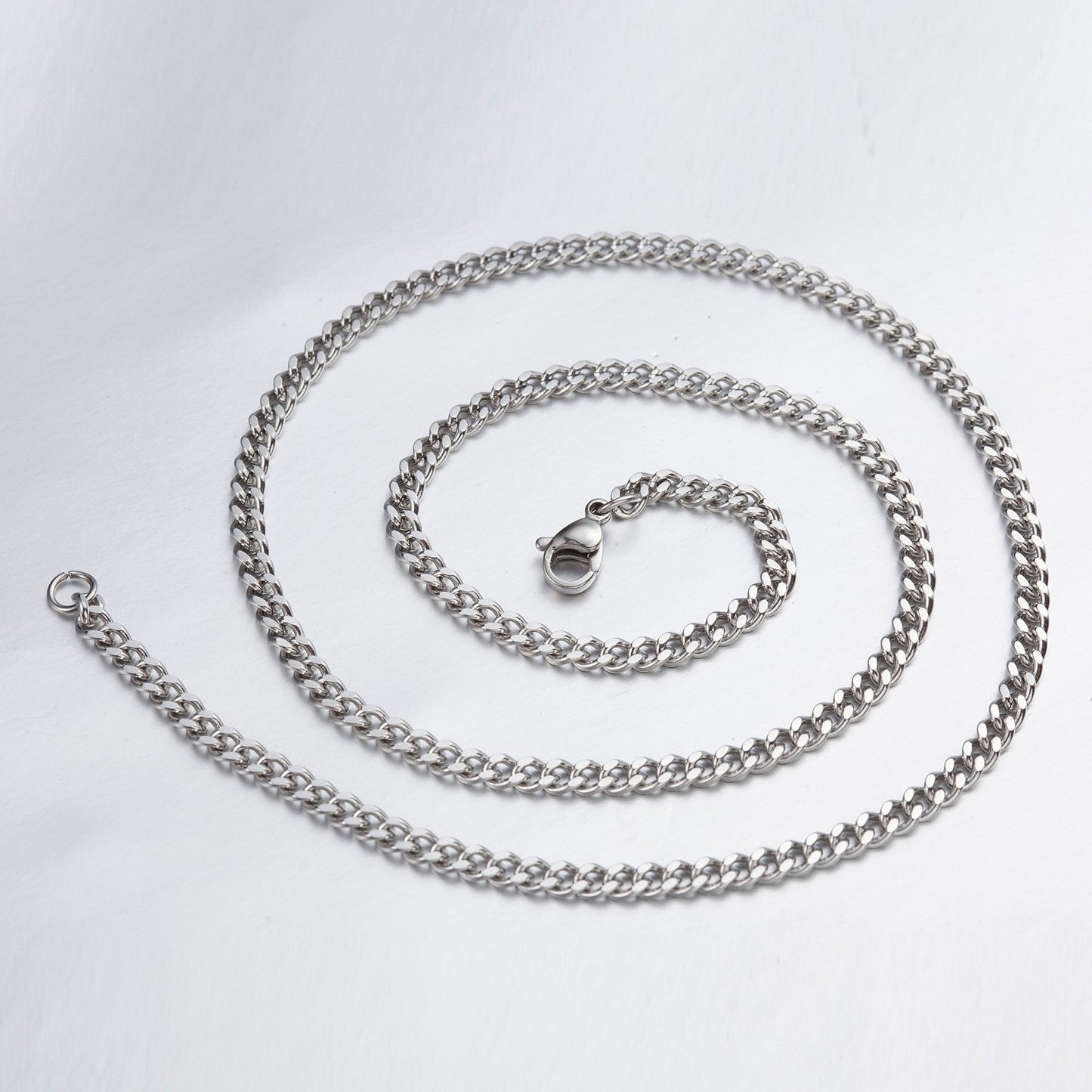 3.8mm 10"-100" Silver Stainless Steel Curb Necklace Chain Sb14 USA Seller