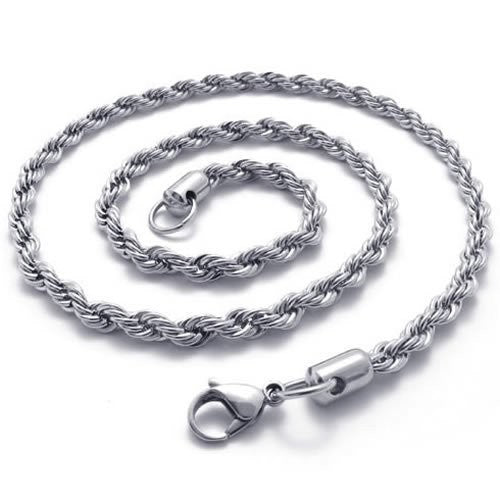 5mm 16"-36" Silver Stainless Steel Rope Necklace Chain Sb05 USA Seller