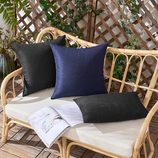 Pack of 2 Solid Color Outdoor Waterproof Throw Pillow covers Square 18"x18", 20"x20" or Rectangle 12"x20"