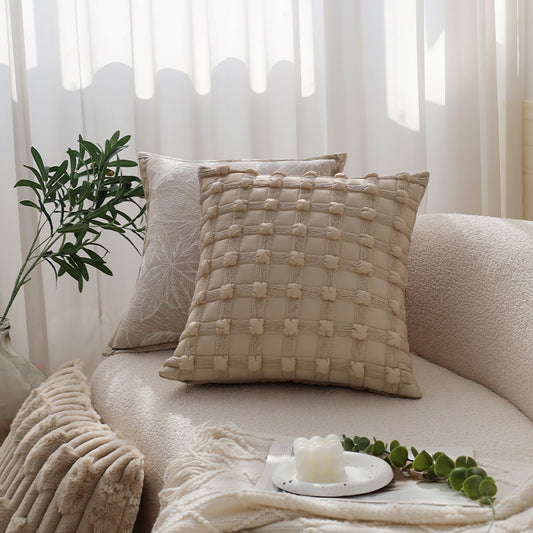 Red decorative throw pillow by fancy & stacy