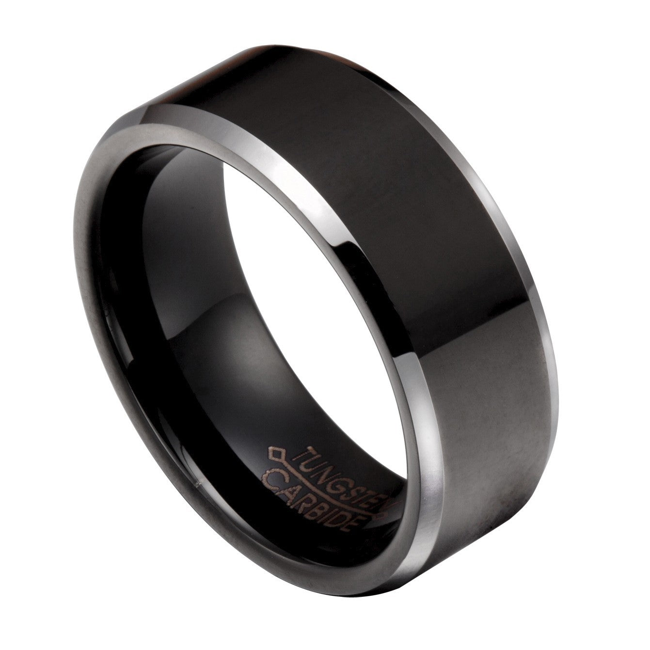 Black Tungsten Carbide 8mm Smooth wedding Band Ring Size 7-14 Half Size TG029