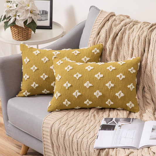 12x20 yellow throw pillow with 450g insert by fancy & stacy