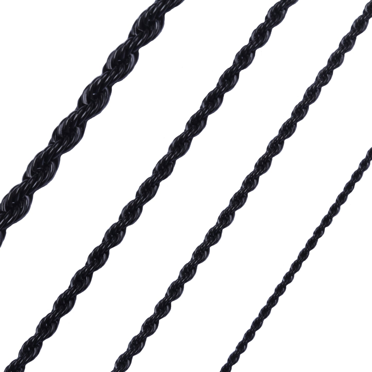 2MM to 6MM 18"-40" Black Stainless Steel Rope Necklace Chain HN20 USA Seller
