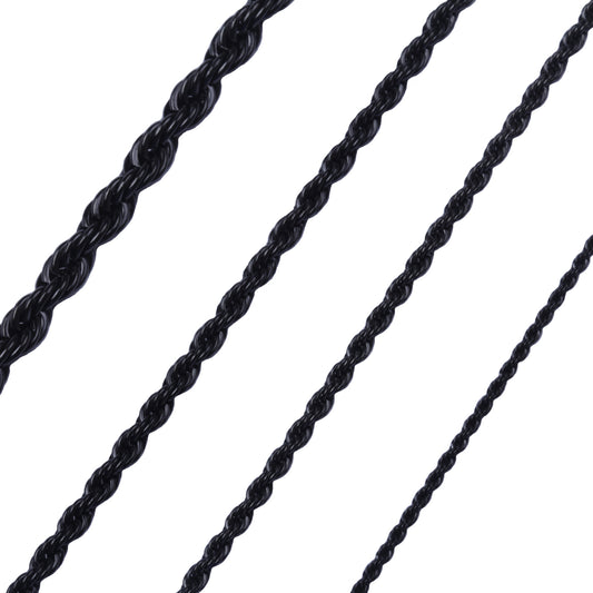 2MM to 6MM 18"-40" Black Stainless Steel Rope Necklace Chain HN20 USA Seller