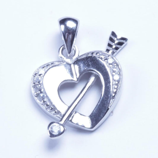 Genuine 925 Sterling Silver Heart Cupid Sword CZ Pendant Sy28 USA Seller