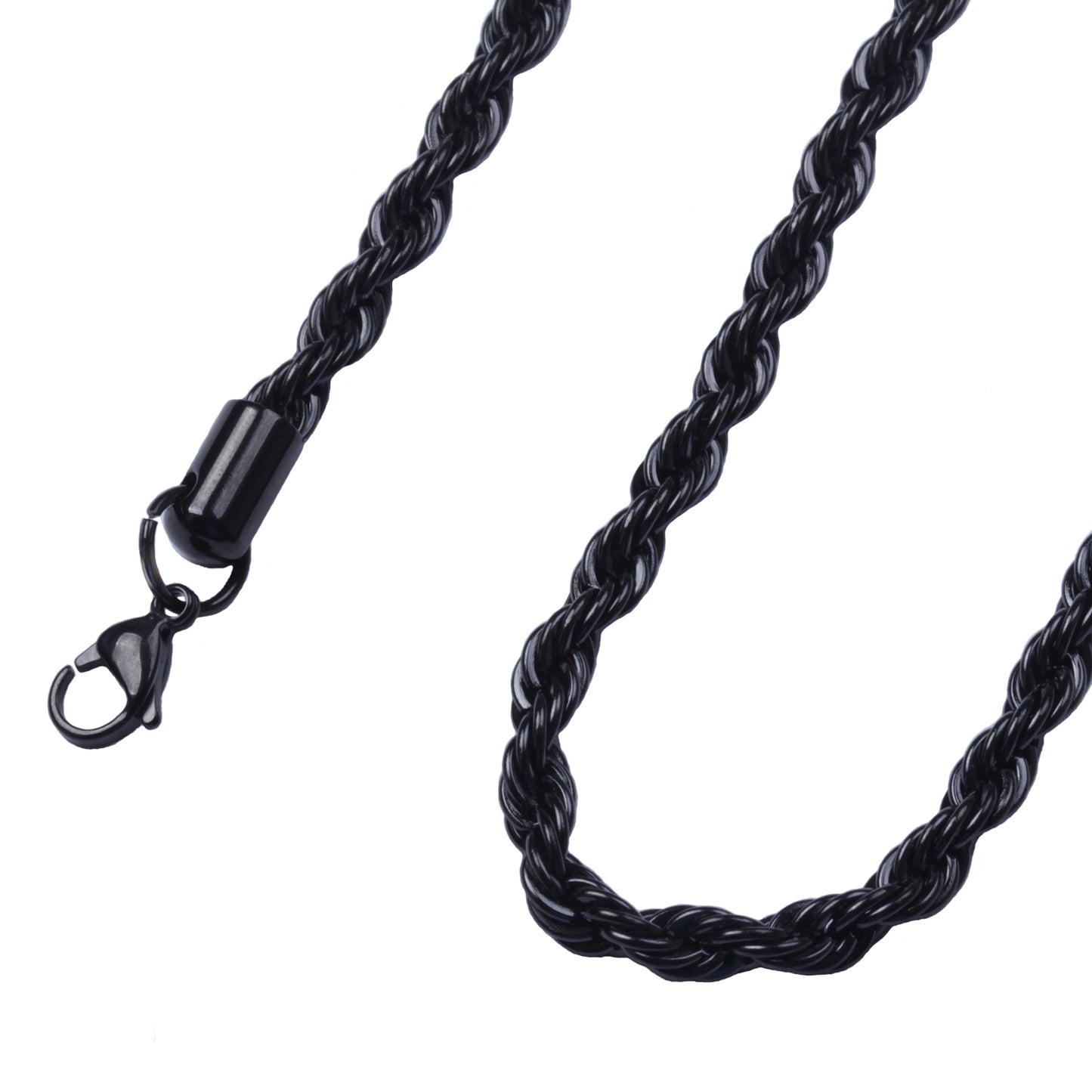 2MM to 6MM 18"-40" Black Stainless Steel Rope Necklace Chain HN20 USA Seller