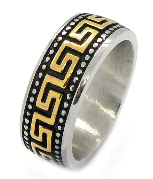 US Seller Men's Gold Silver Stainless Steel Biker Ring Size 7-13 SR63
