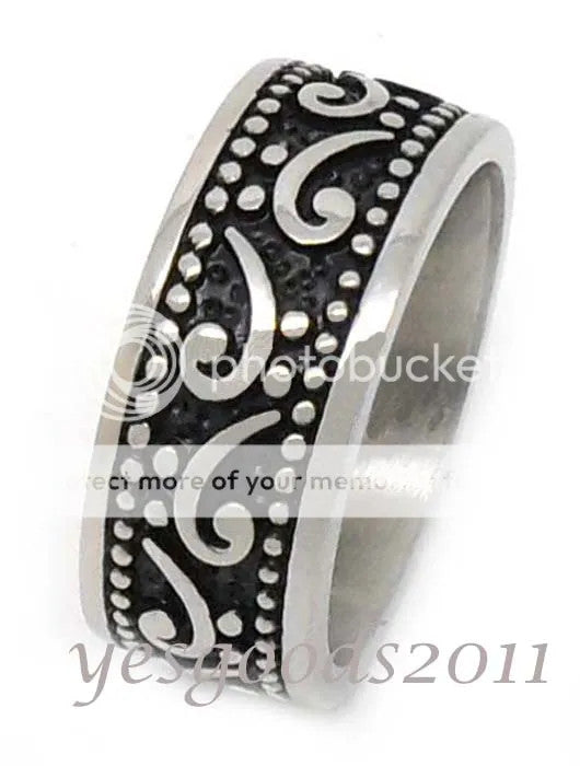 USA Seller 10MM Vintage Silver Stainless Steel Biker Ring Size 8-13 SR71