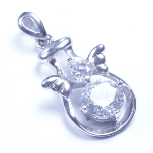 Genuine 925 Sterling Silver Vase Angel Wing CZ Pendant Sy61 USA Seller