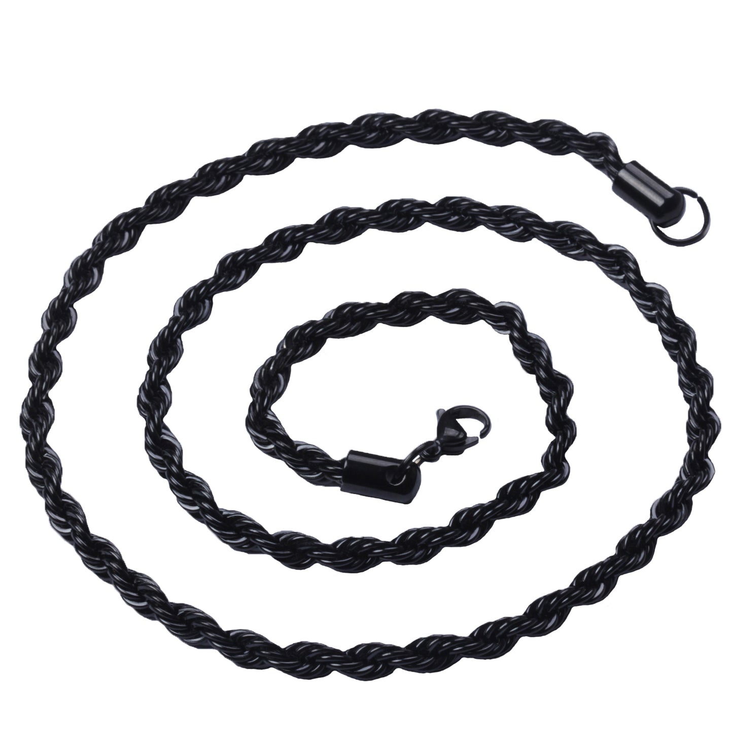 6mm 16"-40" Black Stainless Steel Rope Necklace Chain Sb93 USA Seller
