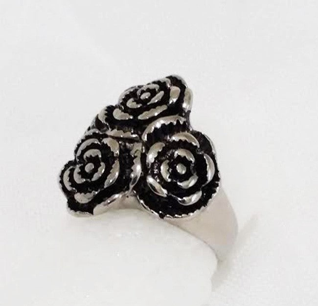 Women Vintage Rose Cast Stainless Steel Cocktail Fashion Ring Size 6,7,8,9 SR183