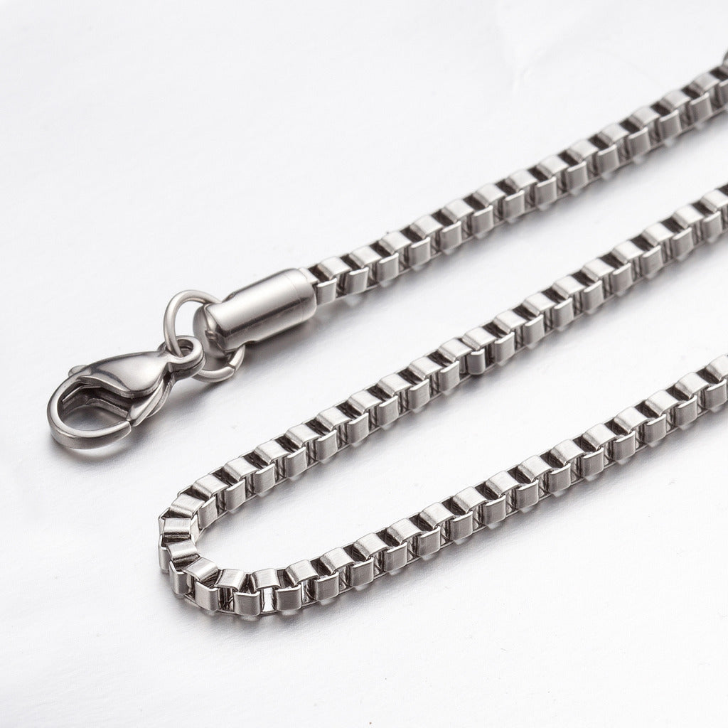 2.4 mm 20"-40" Silver Stainless Steel Box Necklace Chain Sb80 USA Seller