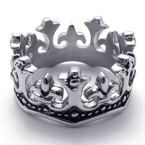 USA Seller Silver Stainless Steel Crown Biker Ring Size 7-12 SR87