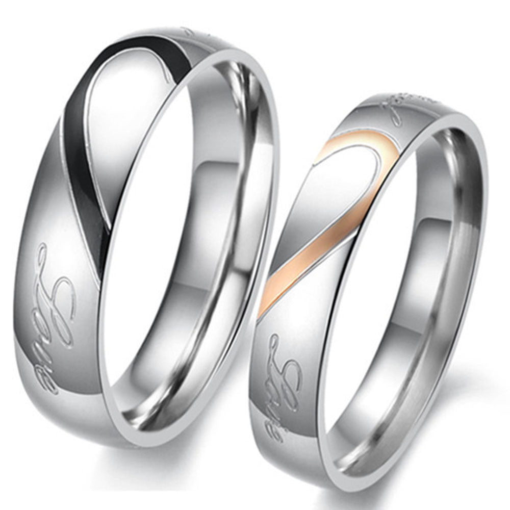Love Heart Stainless Steel Comfort Fit Wedding Bands Promise Ring US Seller HS19