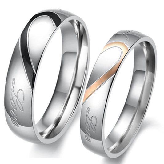 Love Heart Stainless Steel Comfort Fit Wedding Bands Promise Ring US Seller HS19