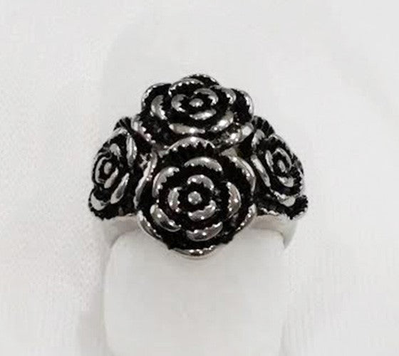Women Vintage Rose Cast Stainless Steel Cocktail Fashion Ring Size 6,7,8,9 SR183