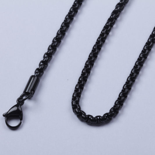 3.0 mm 18"-40" Black Stainless Steel Square Rolo Necklace Chain Sb95 USA Seller