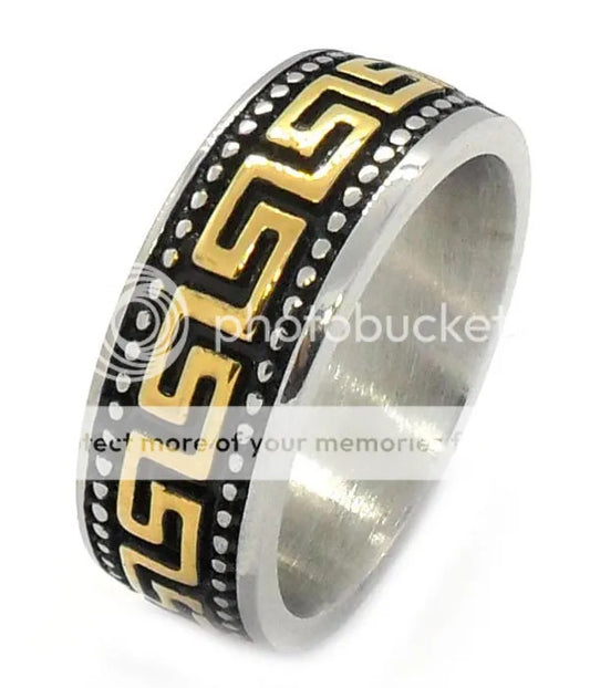 US Seller Men's Gold Silver Stainless Steel Biker Ring Size 7-13 SR63
