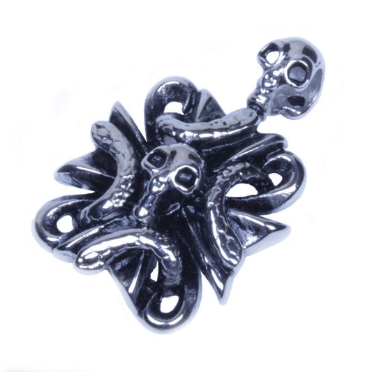 Men's Silver Stainless Steel Skull Snake Pendant With Necklace Sp55 USA Seller