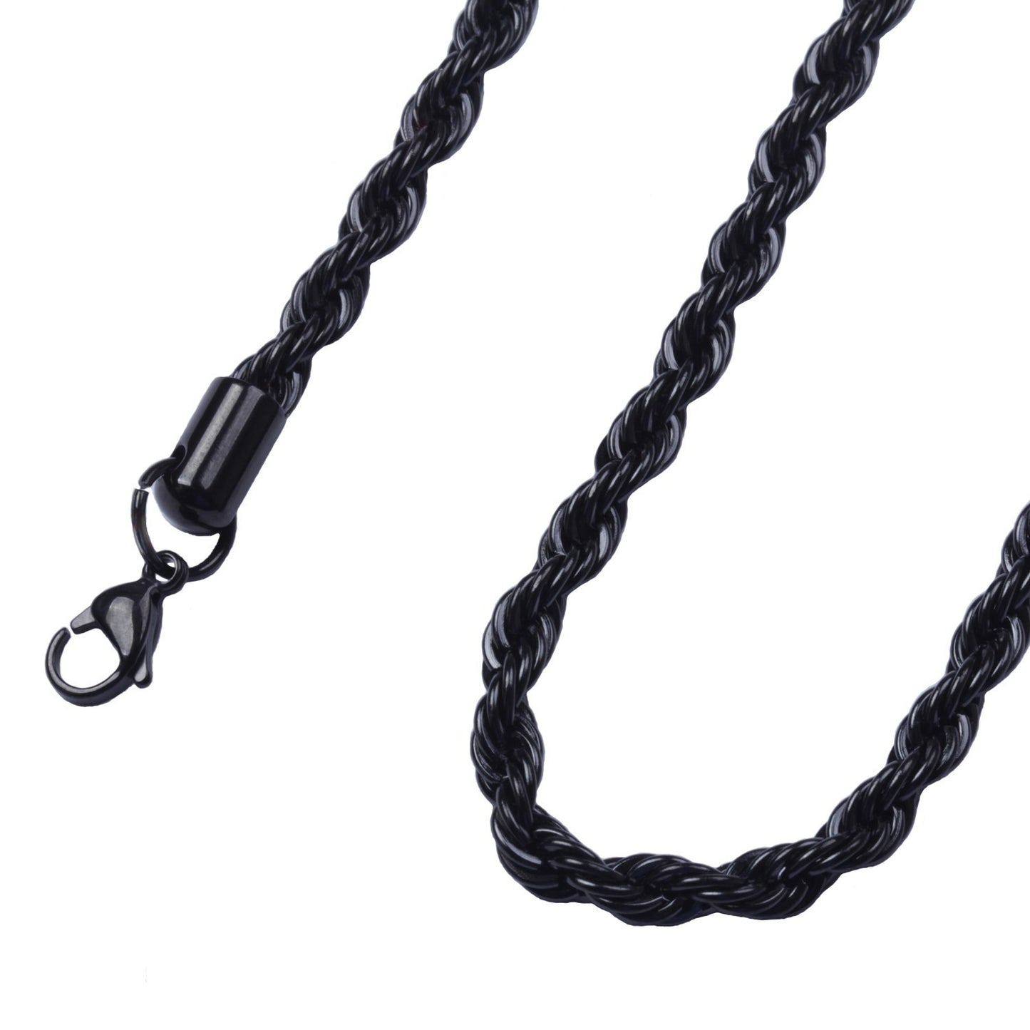 4mm 18"-40" Black Stainless Steel Rope Necklace Chain Sb92 USA Seller
