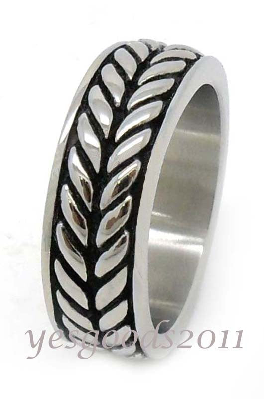 USA Seller 8MM Vintage Silver Stainless Steel Biker Ring Size 8-12 SR70