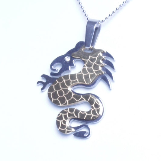 Silver Gold Stainless Steel The Dargon Pendant With Necklace Sp91 USA Seller