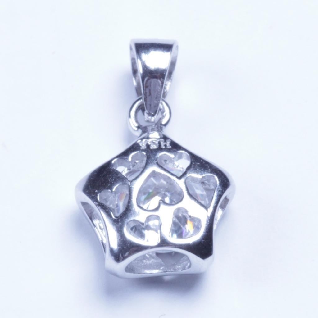 Genuine 925 Sterling Silver Five-Pointed Star CZ Pendant Sy26 USA Seller