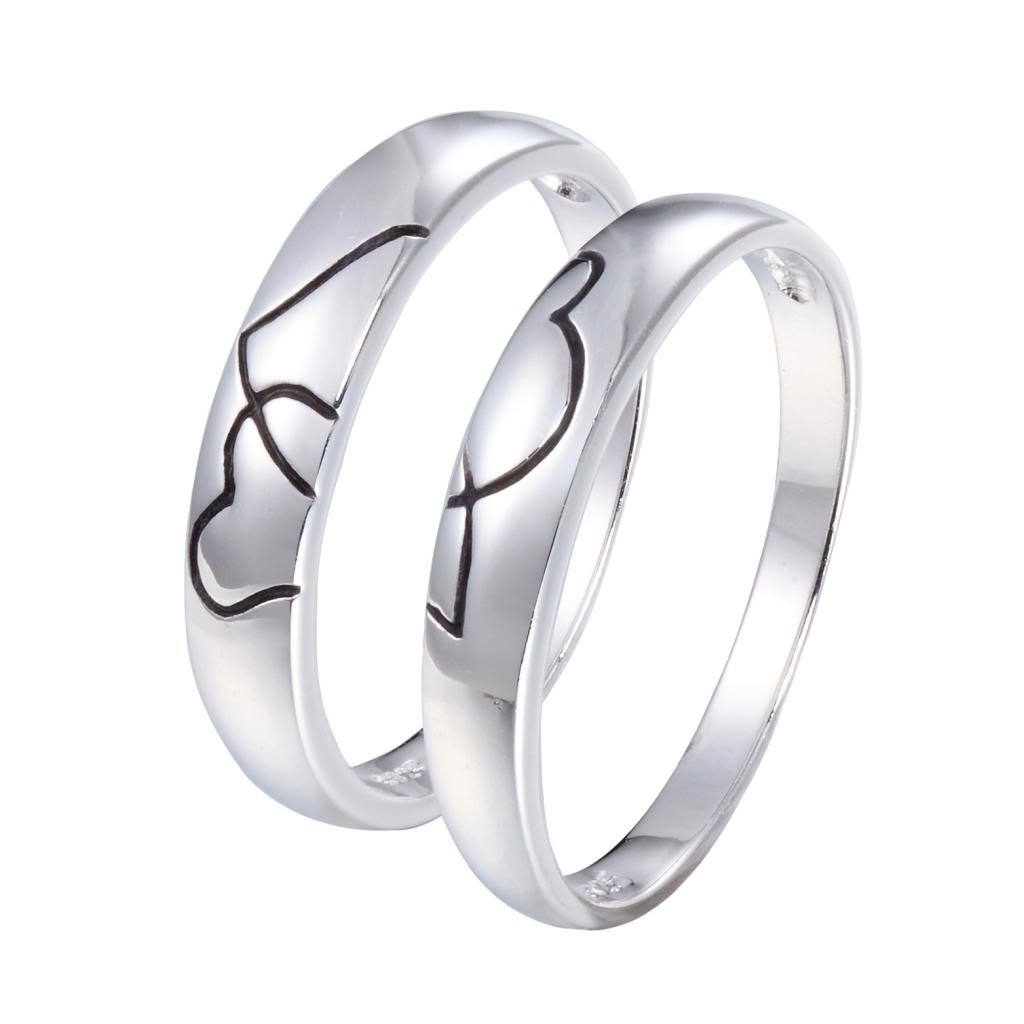 Couple Love Heart 925 Sterling Silver Wedding Bands Rings Size 4.5-10 Sy71