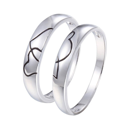 Couple Love Heart 925 Sterling Silver Wedding Bands Rings Size 4.5-10 Sy71
