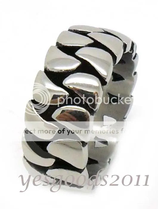 USA Seller 9MM Vintage Silver Stainless Steel Biker Ring Size 8-12 SR79