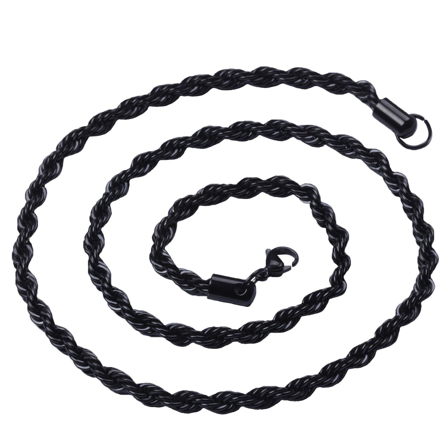 4mm 18"-40" Black Stainless Steel Rope Necklace Chain Sb92 USA Seller