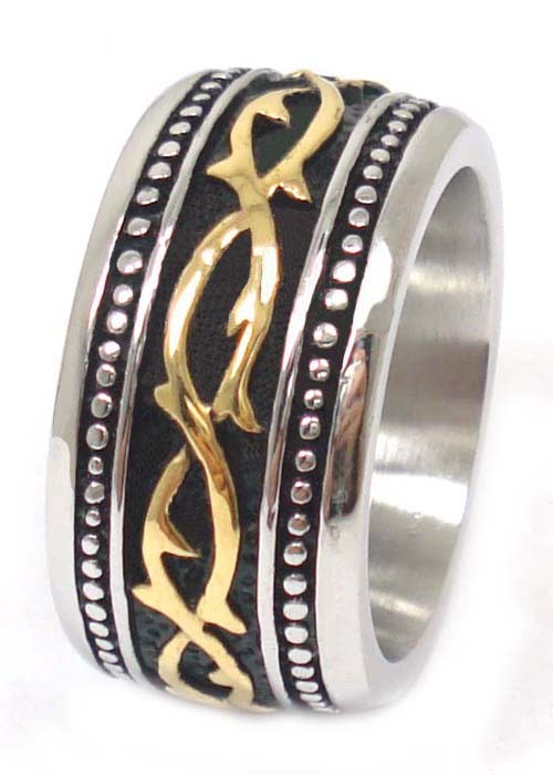 US Seller Men's Gold Silver Stainless Steel Biker Ring Size 7-13 SR59