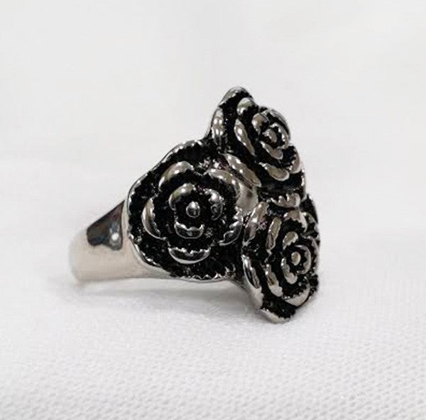 Women Vintage Rose Cast Stainless Steel Cocktail Fashion Ring Size 6,7,8,9 SR183