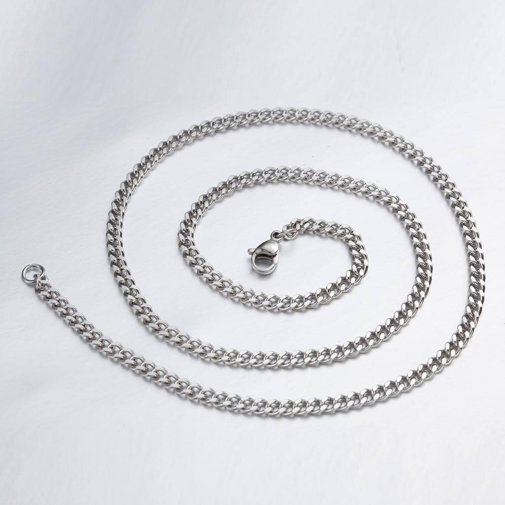 3.0 mm 16"-40" Silver Stainless Steel Curb Necklace Chain Sb72 USA Seller